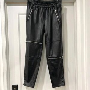 Zara Premium Denim Collection Black Faux Leather Joggers | High Waisted XS